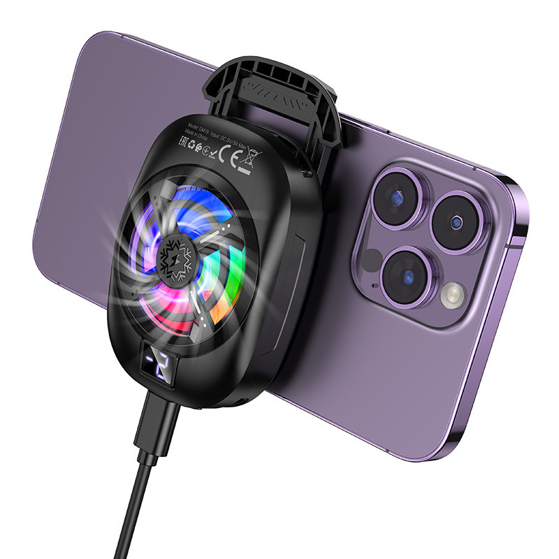 Кулер для мобільного HOCO GM76 Blue diamond mobile phone cooler Black Одеса - фото 4