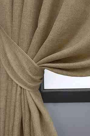 Комплект штор коротких VR-Textil Льон Мішковина № 673ш Капучино 130х170 см 2 шт (35-0016) Київ
