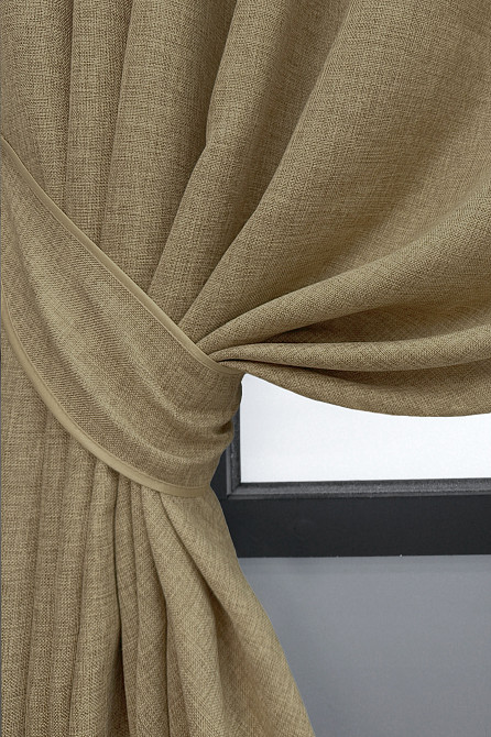 Комплект штор коротких VR-Textil Льон Мішковина № 673ш Капучино 130х170 см 2 шт (35-0016) Київ - фото 4