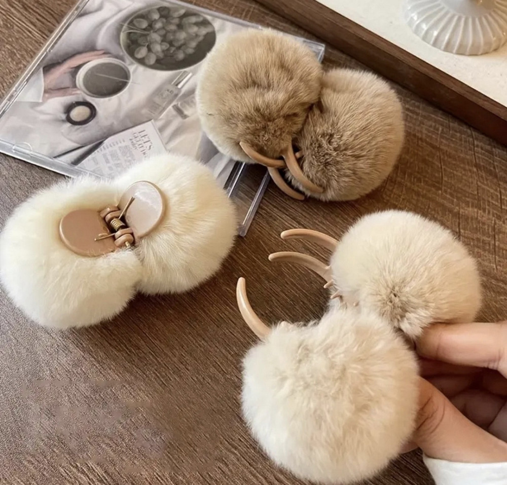 Шпилька крабік із хутра Білий Смела - изображение 4