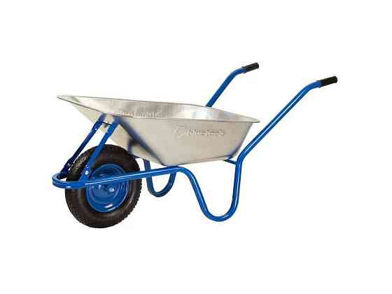 Тачка садова 1-кол (ПК 4х8 2PR) 80л 150кг WRC корито цинк, рама синя Basic арт.220-4007 ТМ BLUETOOLS Киев
