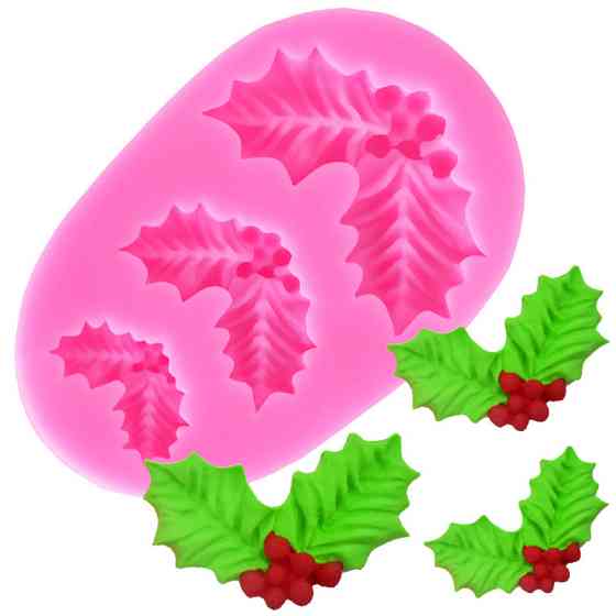 Молд новогодний Рождественский листок 53 на 82 мм розовый Киев