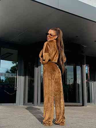 Женский прогулочный костюм двойка: кофта и штаны велюр мрамор 44/46, Кемел Одесса