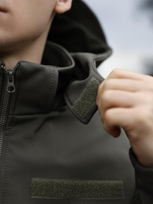 Тактическая мужская куртка софтшел хаки Pobedov Shadow V2 с липучками Киев - изображение 2