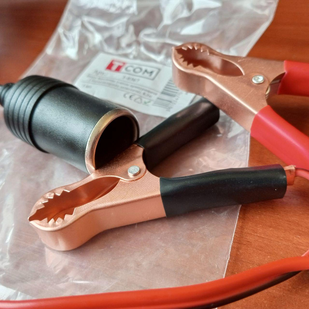 Шнур питания (гнездо прикуривателя - 2 зажима аккумуляторных), 0,2метра Полтава - изображение 1