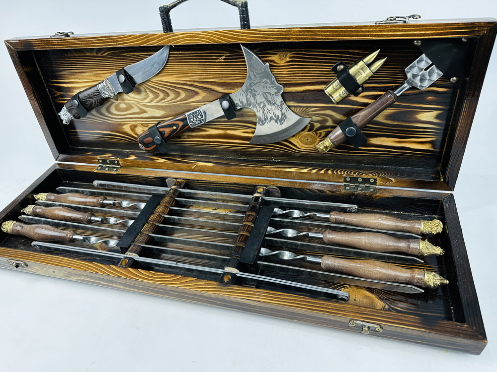 Подарунковий набір шампурів у дерев'яному кейсі САФАРІ (латунні голови звірів) HAPPY DAYS Тернопіль - фото 5