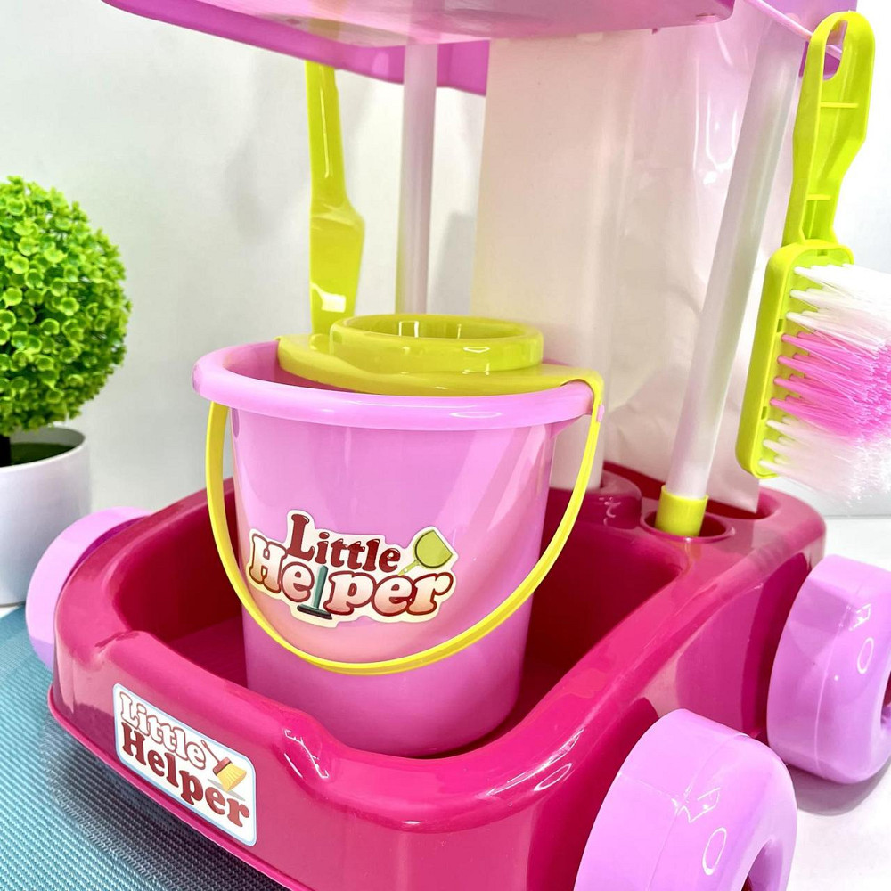 Набір для прибирання Limo Toy із візком відро совок швабра Рожевий (667-33-35) Чернигов - изображение 10