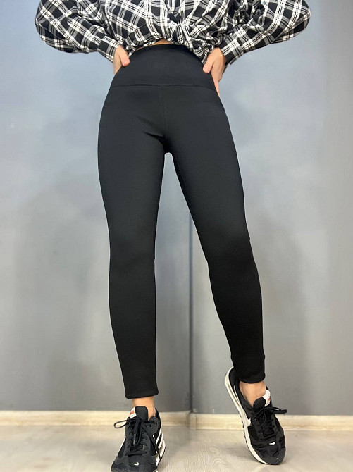 Лосины женские Kenalin W-16 широкий пояс утягивающие утепленные микродайвинг на меху черные, черный, XL Киев - изображение 1