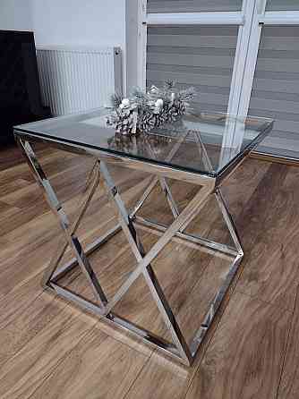 Журнальний столик ZEGNA B прозоре скло/срібло 55X55 Киев