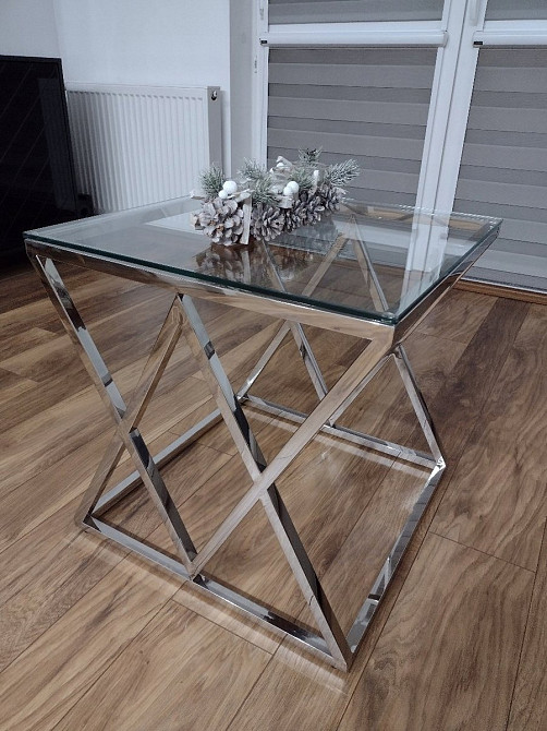 Журнальний столик ZEGNA B прозоре скло/срібло 55X55 Киев - изображение 6