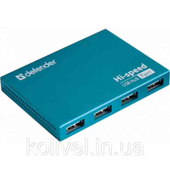 Хаб USB 3.0 -> 7xUSB 2.0 активний Septima Slim алюмінієвий корпус Defender (83505) Київ