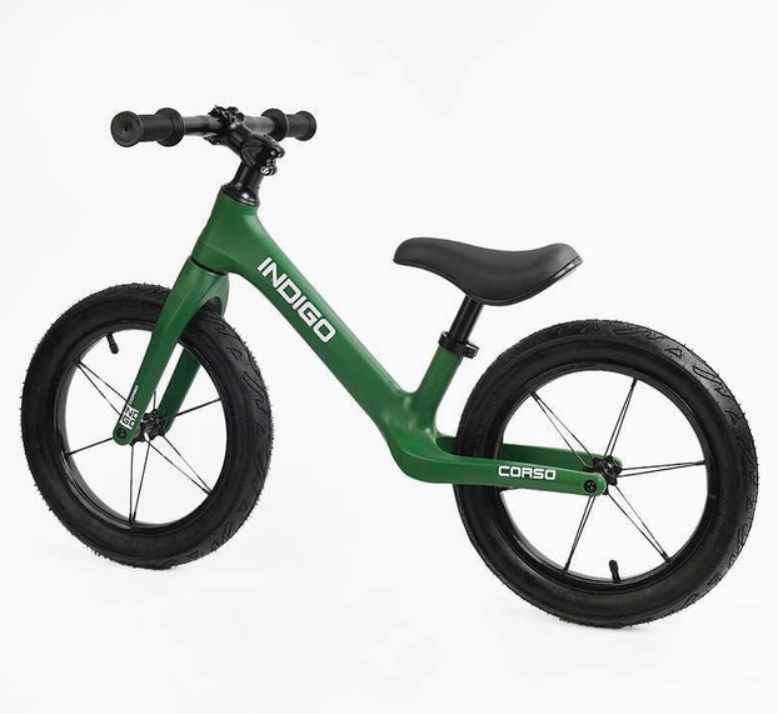 Біговел дитячий нейлонова рама та вилка надувні колеса 14'' Зелений (D-6540-74) Чернигов - изображение 3