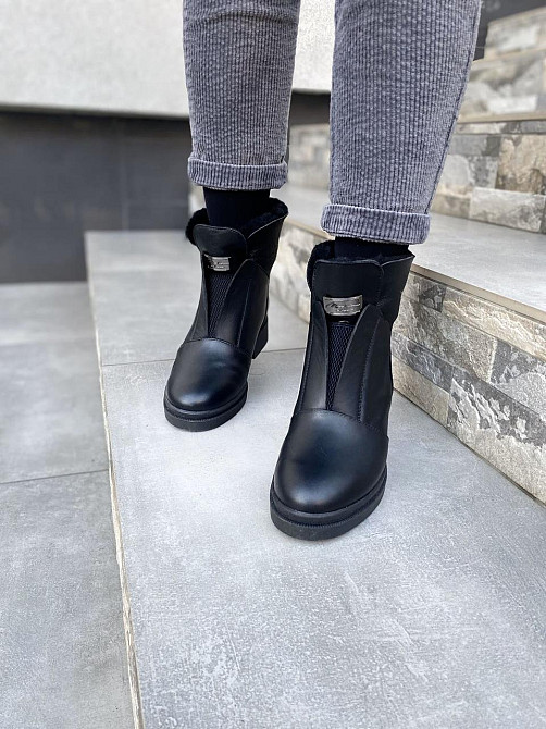 Без бренда Черевики жіночі ESSFIER 2017 чорні (зима, шкіра натуральна) (3877) 36 Коломыя - изображение 3