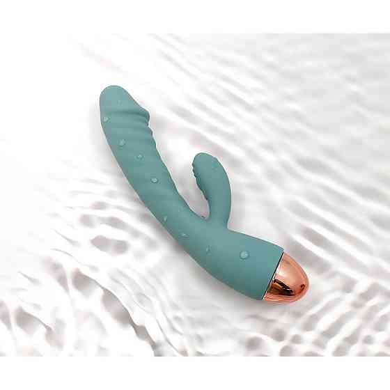 Вібратор рельєфний із кліторальним відростком Sweet Em Velvet Lure. бірюзовий, 20.5 х 4 см Sex Aura Київ