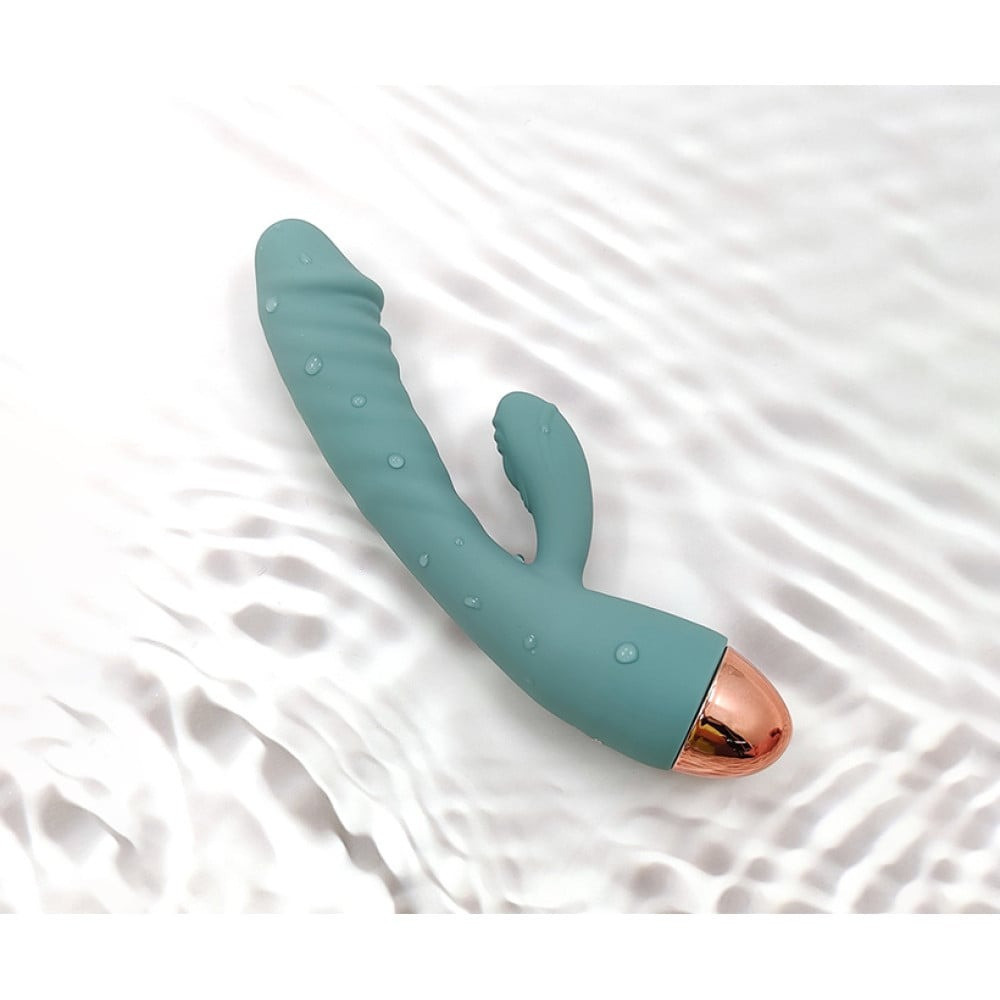 Вібратор рельєфний із кліторальним відростком Sweet Em Velvet Lure. бірюзовий, 20.5 х 4 см Sex Aura Київ - фото 3