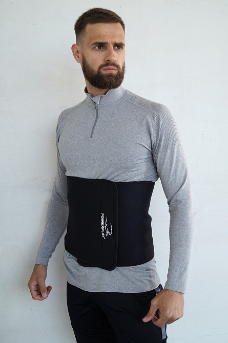 Пояс для схуднення PowerPlay 4301 (100*30 см) + кишеня для смартфона Чорний Луцк - изображение 9