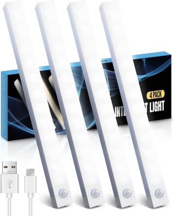 Кухонні LED-світильники з датчиком руху, 4 шт., USB-C, магнітне кріплення, регулювання яскравості, холодне біле світло Київ