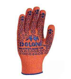 Рукавички 526 трикотаж з крапкою ПВХ клас 10 помаранчевий ДКГ Житомир