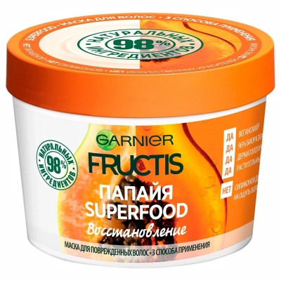 Маска для волосся Garnier Fructis Superfood Папайя для пошкодженого волосся 390 мл (3600542258876) Вінниця - фото 1