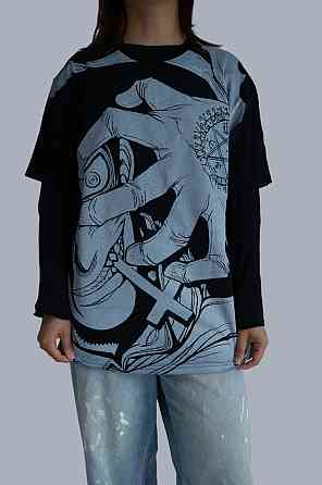 Футболка чоловіча з принтом аніме Аніме Хеллсінг Ултімате Алукард оверсайз (S/M/L) Черний Дніпро