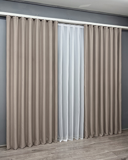 Комплект готовых штор VR-Textil Bagema Rvs № 2071ш Светлое какао 150х270 см 2 шт (33-1274) Киев - изображение 4