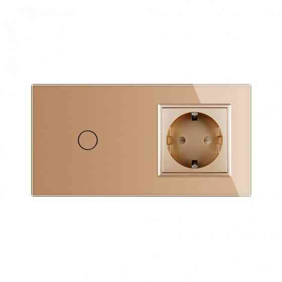 Сенсорний диммер 1 сенсор 1 розетка Livolo золото скло (VL-C701D/C7C1EU-13) Коломыя