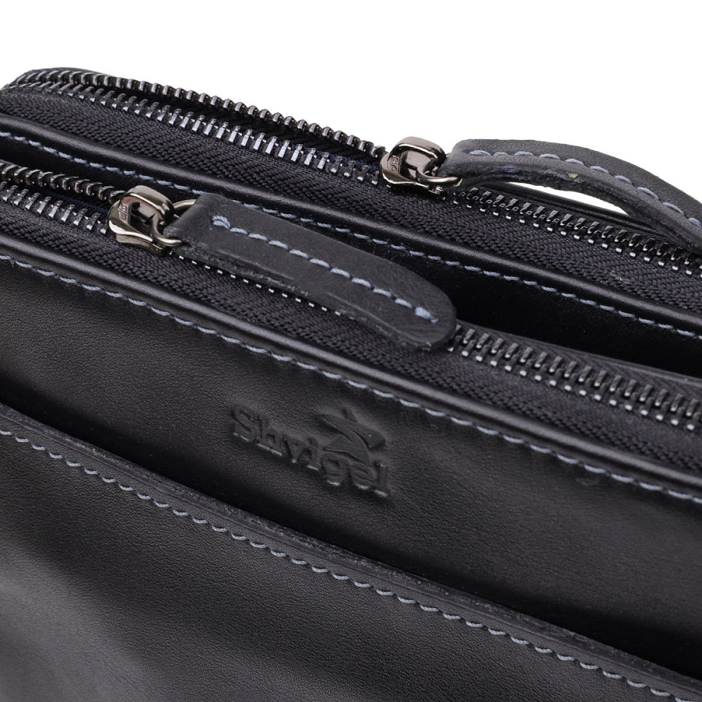 Красивая мужская сумка через плечо из гладкой натуральной кожи Shvigel 20871_1 Черный Киев - изображение 7