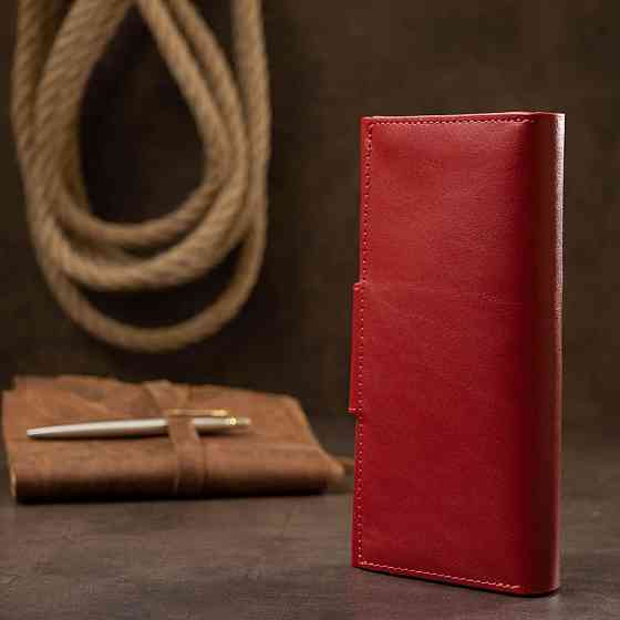 Шикарный женский кошелек в три сложения GRANDE PELLE 11564 Красный Киев