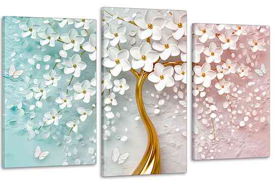 Модульная картина в гостиную / спальню Квіткове дерево  Art-628_3 70x130 см Киев
