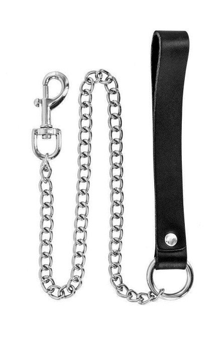 Поводок Fetish Tentation Premium Metal leash with cowhide leather wrist 72 см Sex Aura Київ - фото 1