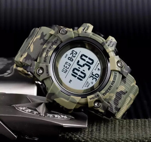 Часы мужские спортивные Skmei 1552 Зеленый камуфляж Винница - изображение 10