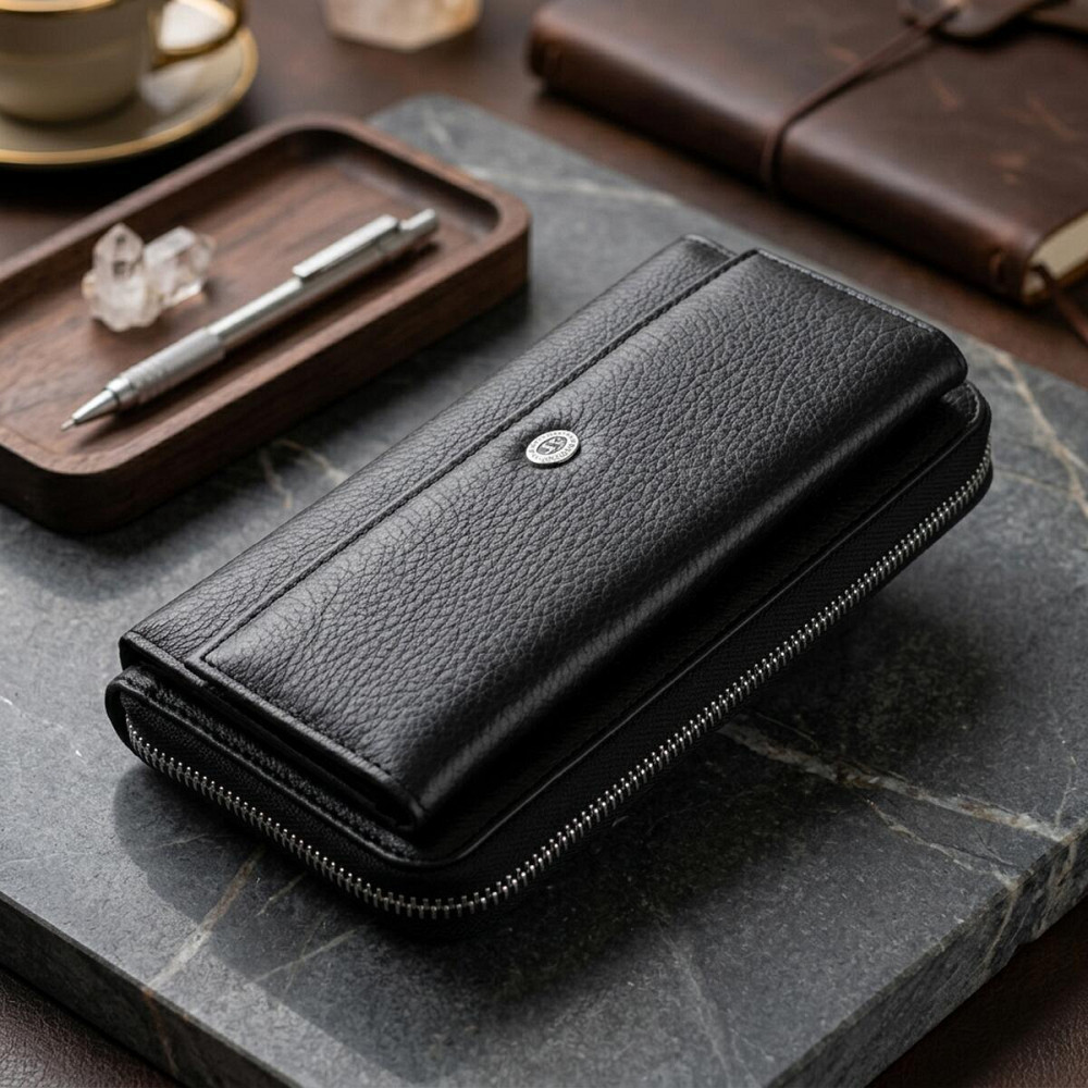 Жіночий шкіряний клатч для карток і документів, чорний (ST Leather) Київ - фото 11