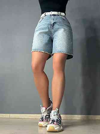 Шорты женские джинсовые Vanver 2025 бермуды с ремнем стрейчевые голубые, голубой, 28, 28, 78 см, 107 см Киев