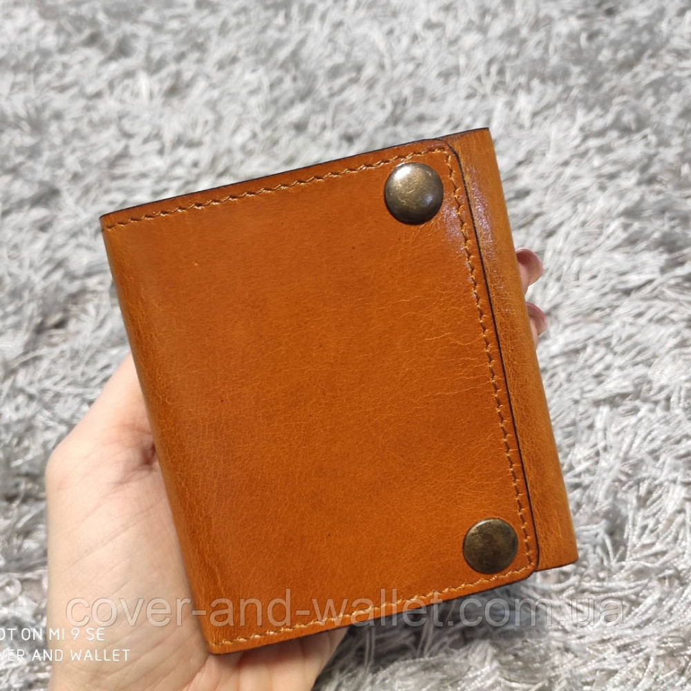 Шкіряний гаманець затискач для купюр із монетницею ручної роботи Grande Pelle Київ - фото 9