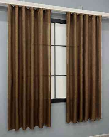 Комплект коротких штор VR-Textil Льон Мішковина № 1922ш Коричневий 130х170 см 2 шт (35-0433) Київ