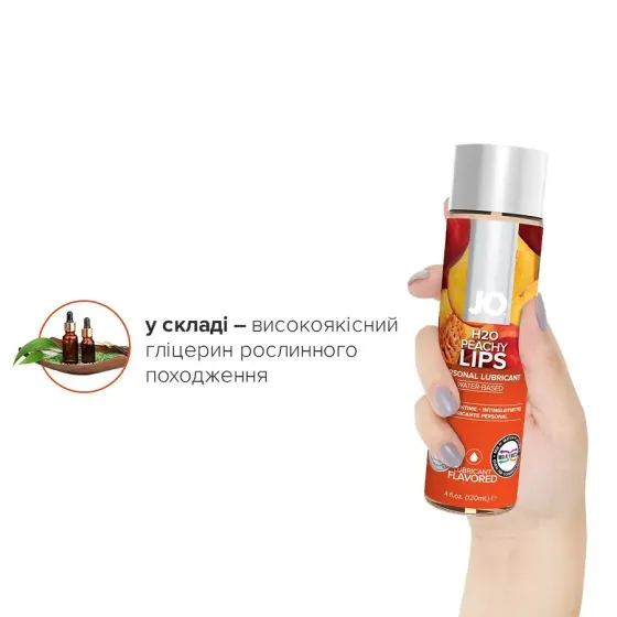 Змазка на водній основі System JO H2O — Peachy Lips (120 мл) без цукру, рослинний гліцерин Львів