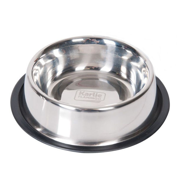 Flamingo Dish Rubber Rim ФЛАМИНГО РУБЕР РИМ миска с резиновым ободком для собак, нержавейка Киев - изображение 1