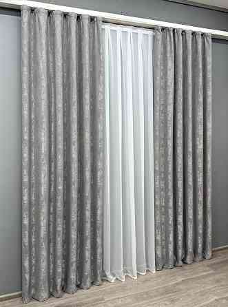 Комплект готовых штор VR-Textil Жаккард Sultan YL № 1212 ш Серый 150х270 см 2 шт (33-0037) Киев