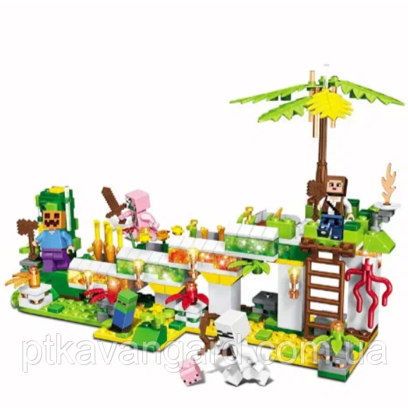 Конструктор Minecraft 568 деталей з LED підсвічуванням блоковий My World 44119 Хмельницький - фото 3