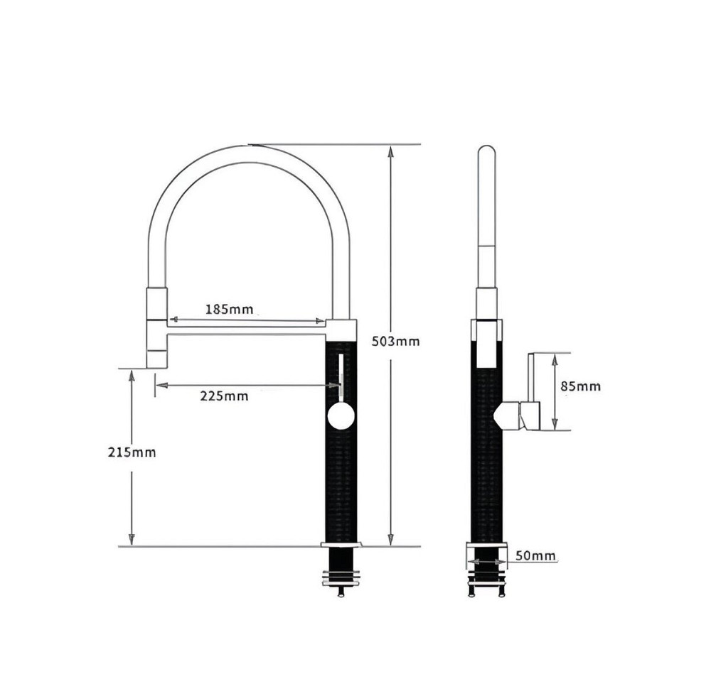 VAS2 гнучкий змішувач з тримачем VALESO (чорний гусак, PVD чорний корпус) Коломия - фото 3
