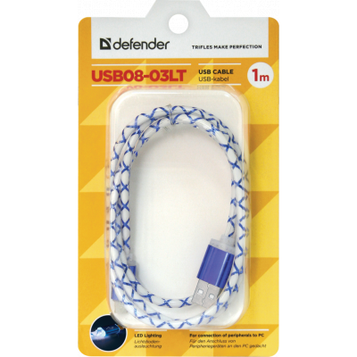 Дата кабель USB08-03LT USB - Micro USB, BlueLED backlight, 1m Defender (87555) Вінниця - фото 3