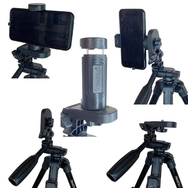 Універсальний штатив NeePho NP-3160S не знімний майданчик + тримач + пульт (30-68.5см) Чорний Вінниця - фото 10