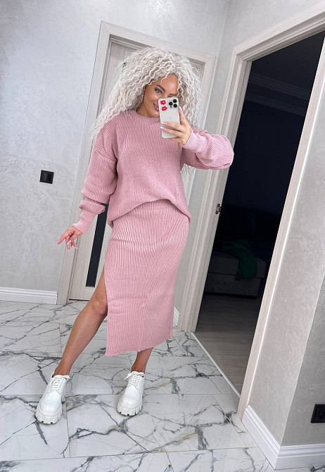 Женский вязаный костюм юбка с разрезом и джемпер.  42-50р. Киев - изображение 10