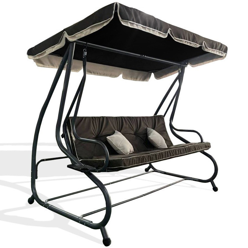Садовая качеля четырехместная Avko Relax Plus с козырьком для сада, дачи садовые качели Коричневый Киев - изображение 1