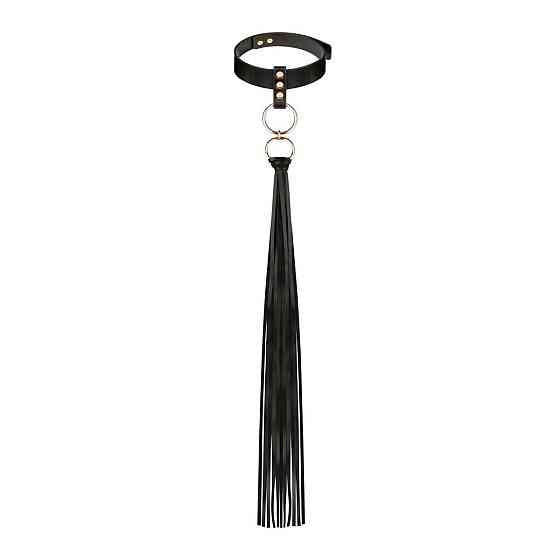 Ошейник с флоггером Rosy Gold - Collar with Flogger - Black Sex Aura Киев