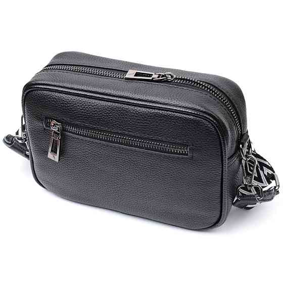 Жіноча сумка з палітуркою з натуральної шкіри Vintage 22406 Чорна Київ