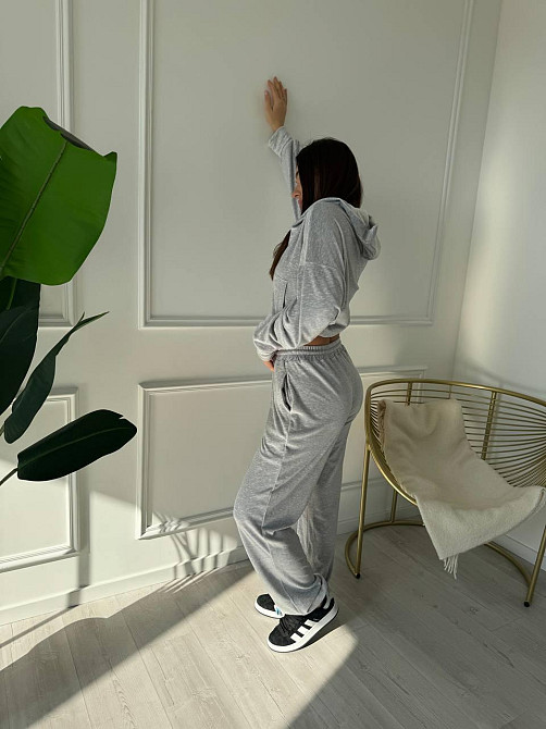 Женский плюшевый прогулочный костюмчик двойка: кофта и штаны плюшевый велюр Серый, 46/48 Одесса - изображение 2