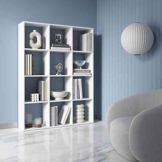 Стелаж VAYS M-8 Білий, книжкова полиця на 12 комірок, ЛДСП, 108×29×143 см - для дому, офісу, дитячої або вітальні Львів