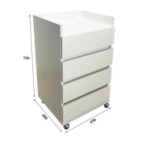 Тумба косметологическая на 4 ящика Эльф 5 (металлические колеса) Киев