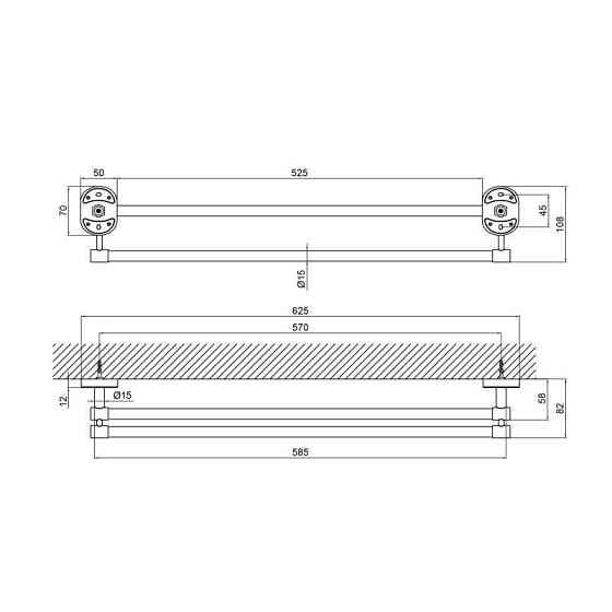 Держатель для полотенец в ванную Lidz (CRM) 114.01.02 65 см Киев